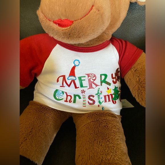 BUILD A BEAR plush reindeer doll lady with XMAS shirt and red bow and lips Moose - Picture 2 of 7